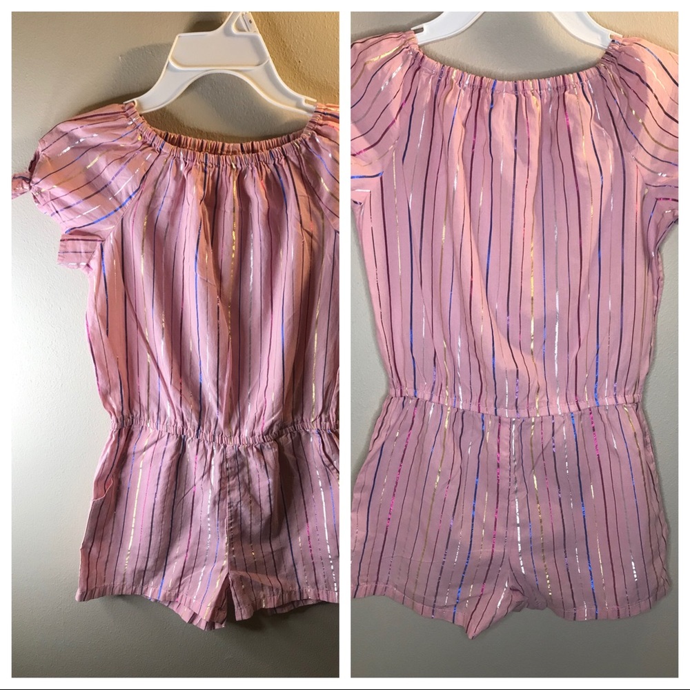 Girls Multi Color Strip Romper (shorts)